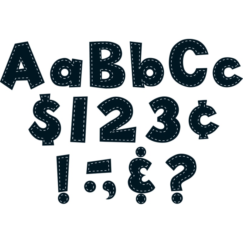 Black Stitch 4″ Fun Font Letters