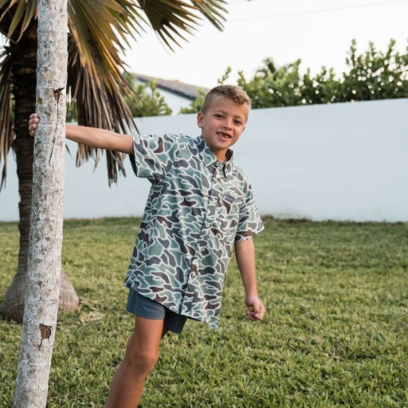 Burlebo Youth Performance Button Up Retro Duck Camo