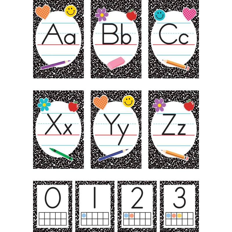 Cool for School Composition Alphabet Bulletin Board Set