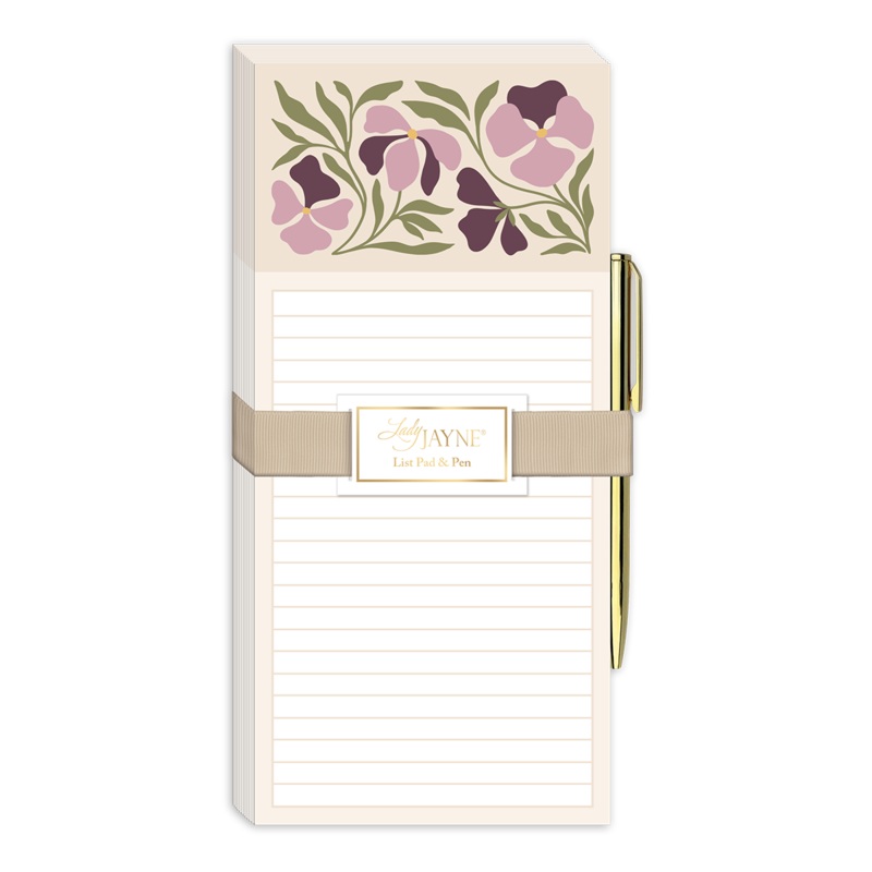 FLOWER MARKET PANSY MAGNETIC LIST PAD WITH PEN