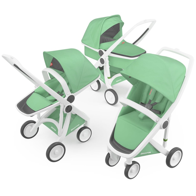 Greentom 3 in 1 Stroller – White/Mint