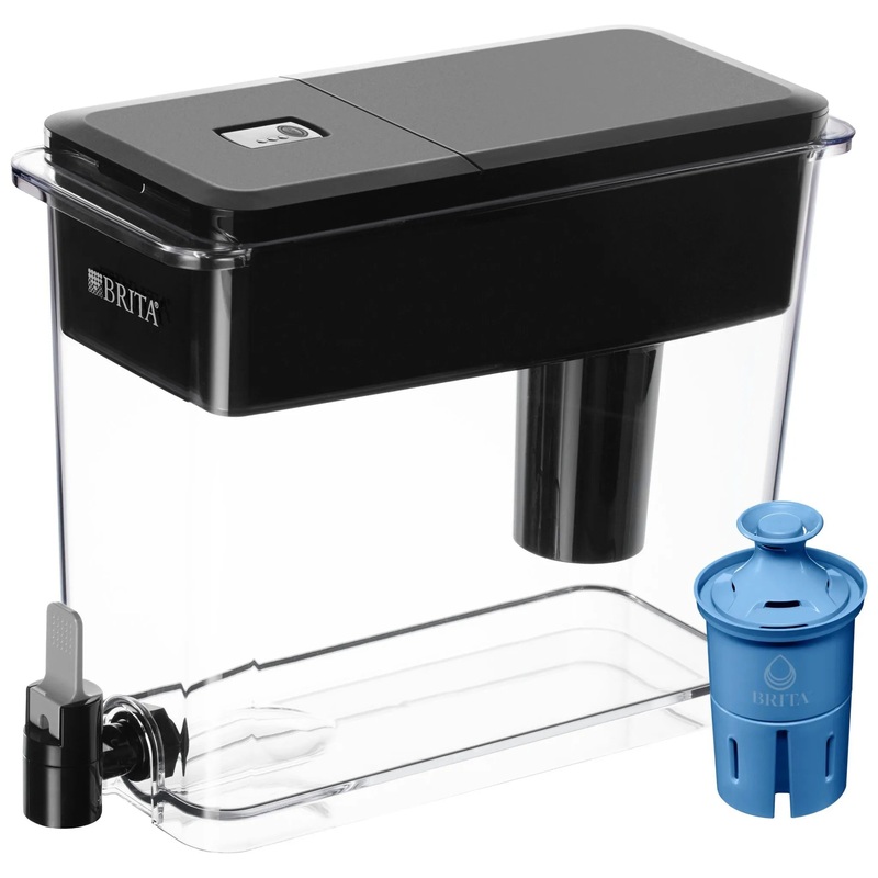 Extra Large 27-Cup UltraMax Filtered Water Dispenser with Filter – Jet Black (See Description)