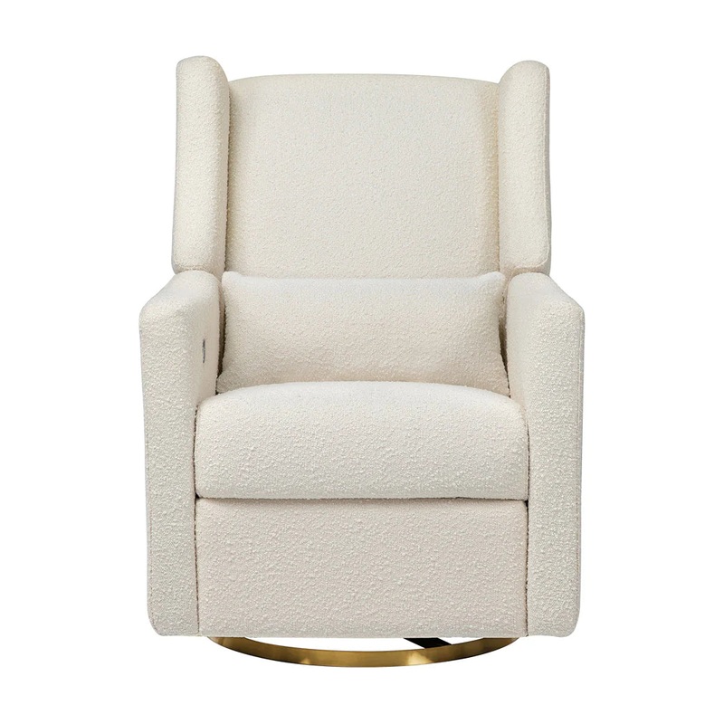 Kiwi Glider Recliner with USB – Ivory Boucle with Gold Base
