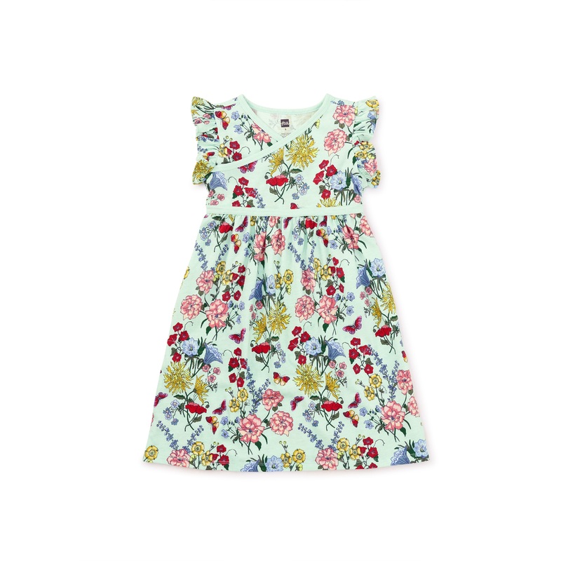 Tea Collection Wrap Neck Dress – Intricate Lyrical Floral