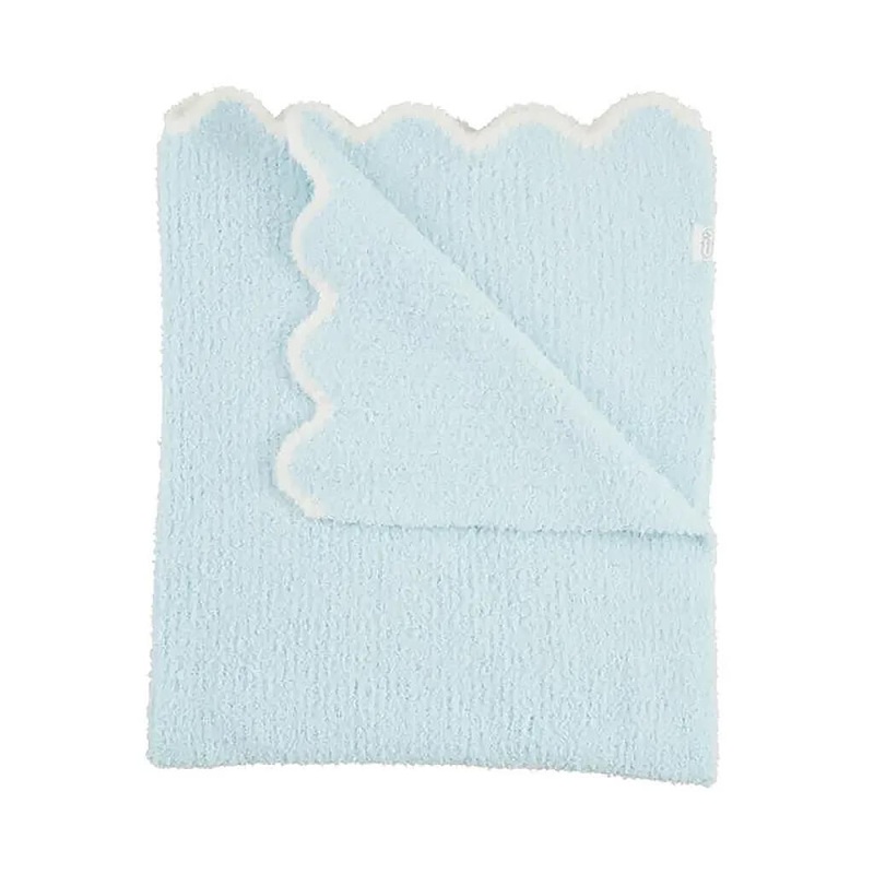 Chenille Blanket Scallop Blue