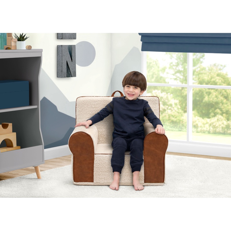 Deluxe Cozee Sherpa and Faux Leather Chair for Kids