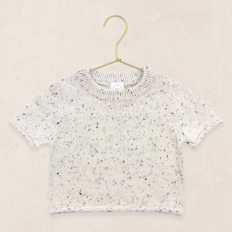 Knit Short Sleeve Tee – Cream Speckle