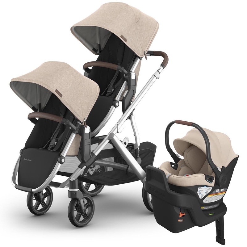 UPPAbaby Vista V3 Double Stroller with RumbleSeat V3 + Aria Travel System Bundle – Declan / Declan