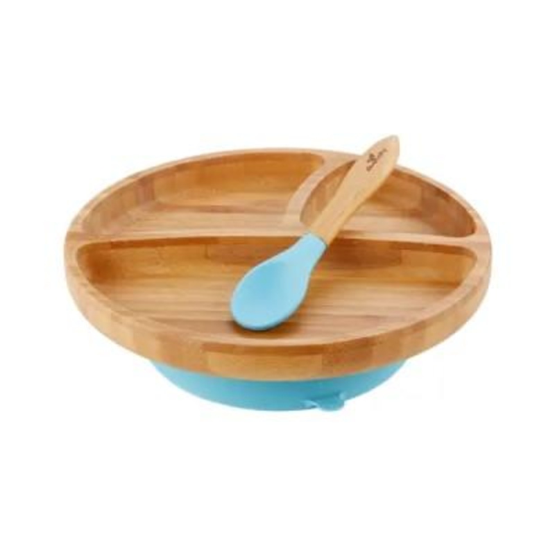 Bamboo Toddler Suction Plate & Spoon Blue