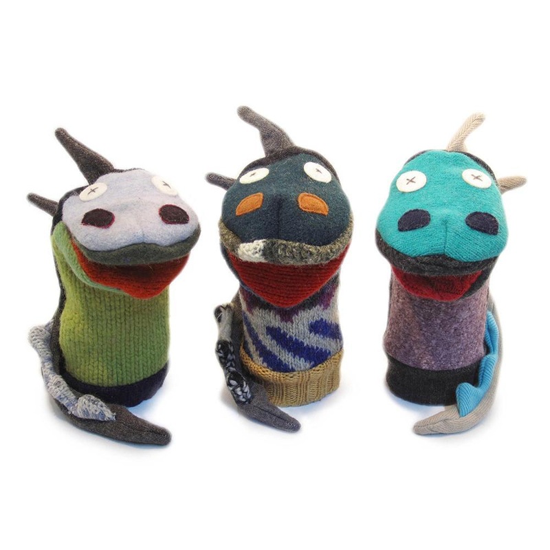 Handmade Upcycled Wool Animal Hand Puppets Beaver