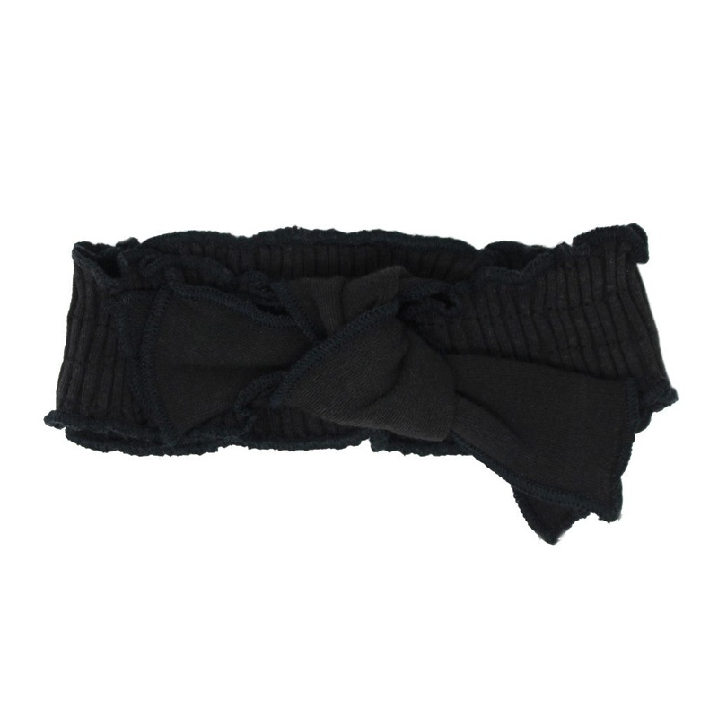 Ribbed Smocked Headband Black 0-12 months