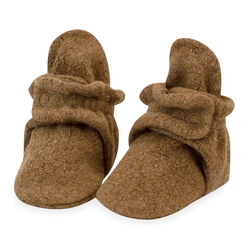 Cozie Fleece Baby Booties – Heather Mocha 0-3 months