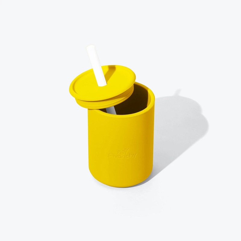La Petite Medium Silicone Training Cup with Straw 8 oz Yellow