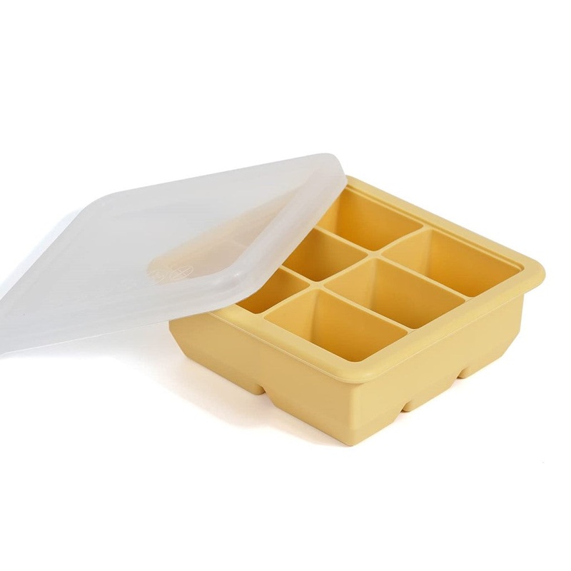Silicone Baby Food and Breast Milk Freezer Tray with Lid 4 Compartments Apricot
