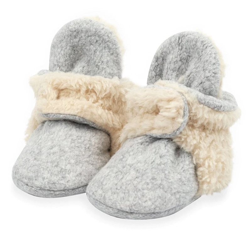 Cozie Furry Baby Booties – Heather Gray 0-3 months