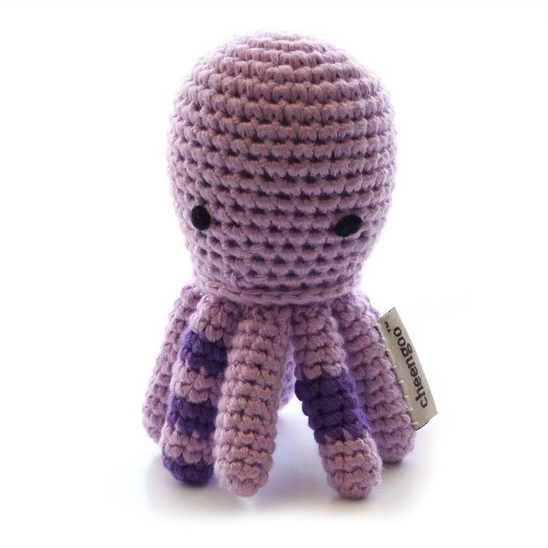 Handmade Bamboo Crochet Teething Rattle – Octopus