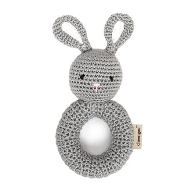 Handmade Crochet Teething Ring Rattle – Bunny