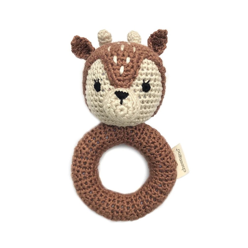 Handmade Crochet Teething Ring Rattle – Fawn