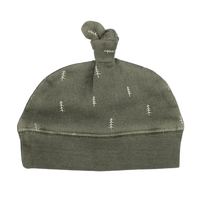 Organic Cozy Top Knot Hat – Hunter Tree Preemie/Newborn