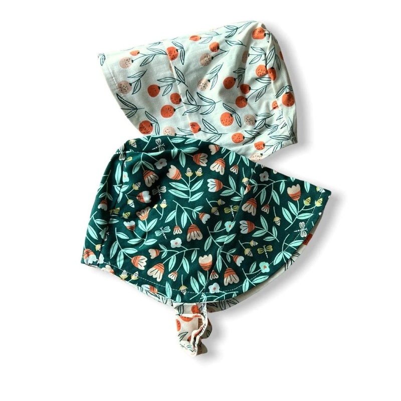 Organic Reversible EcoBonnet Sun Hat – Citrus Garden XXS 0-3 months