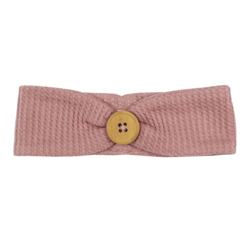 Pique Button Headband – Mauve 0-12 months