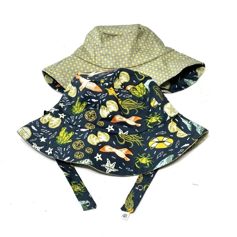 Organic Reversible Bucket Sun Hat – Deep Sea XXS (0-3 months)