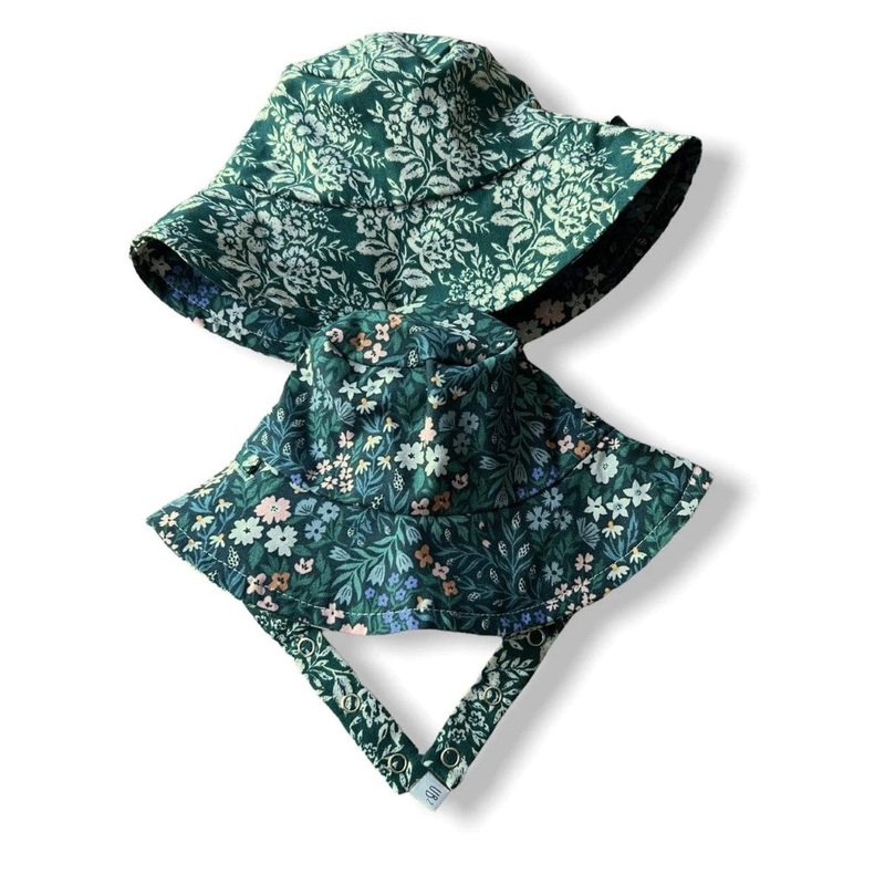 Organic Reversible Bucket Sun Hat – Lacy Blossoms XXS (0-3 months)