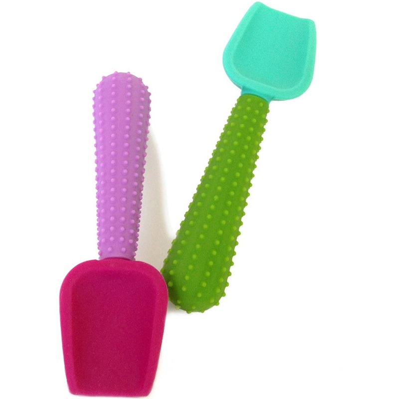 Silicone Baby Spoons 2 Pack Green/Purple