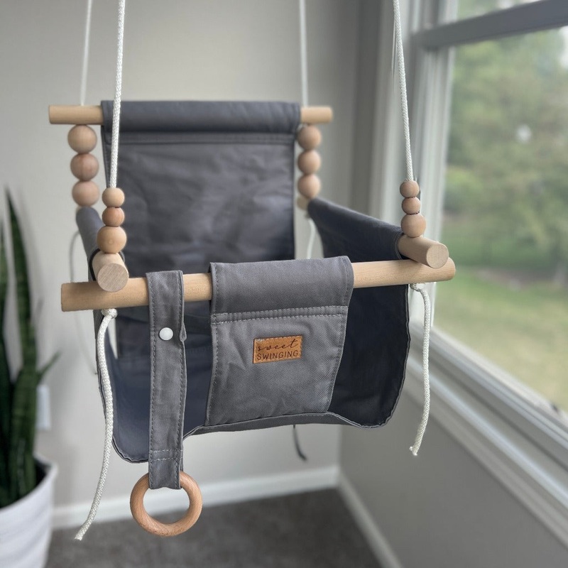Indoor Baby/Child Swing – Gray 0 Braided White 8′