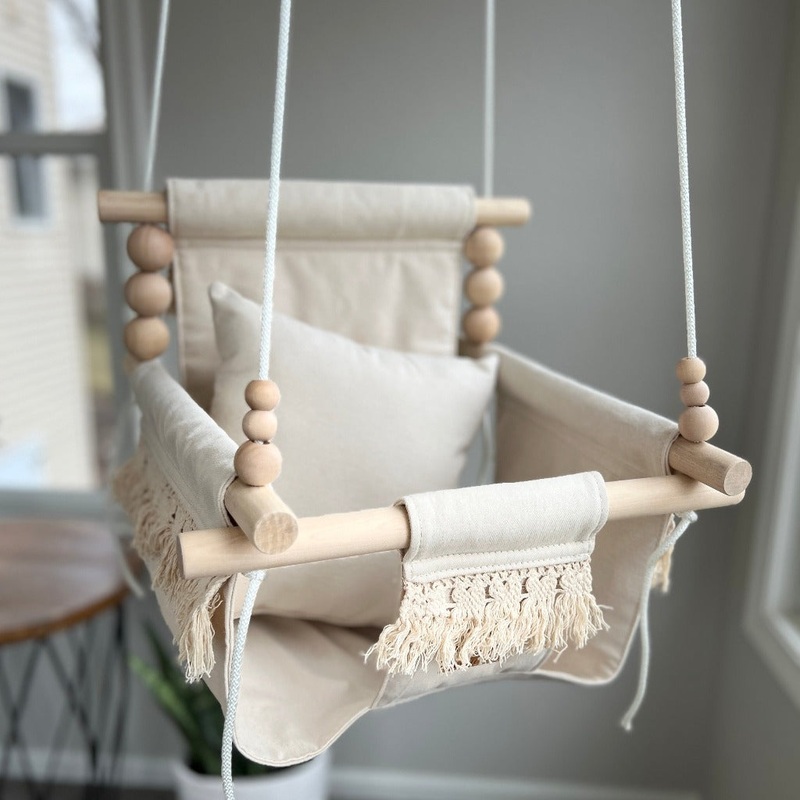 Indoor Baby/Child Swing – Vanilla Boho 0 Braided White 8′
