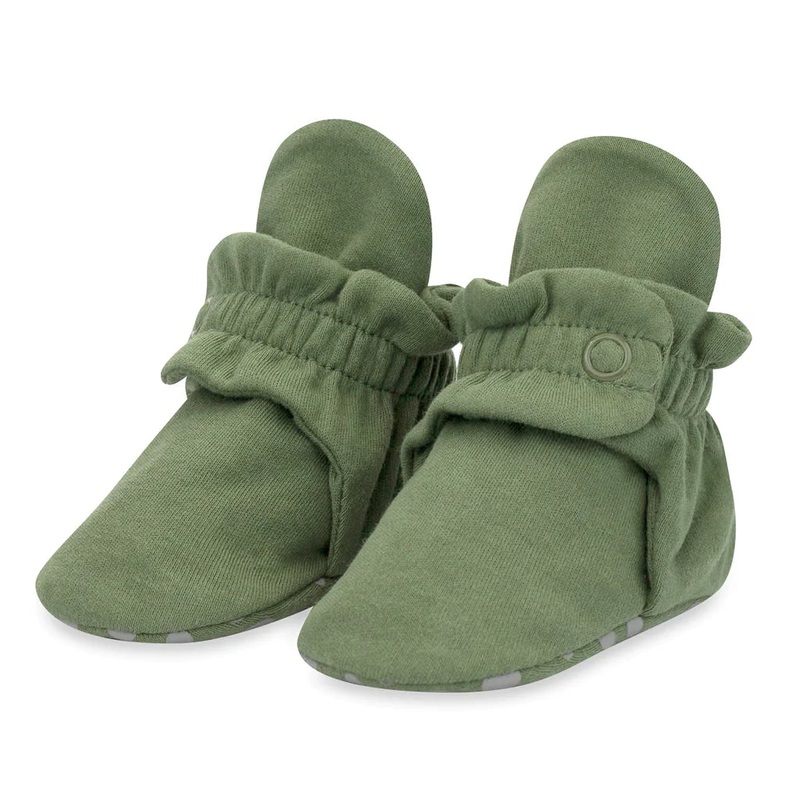 Organic Cotton Baby Booties – Olive 0-3 months