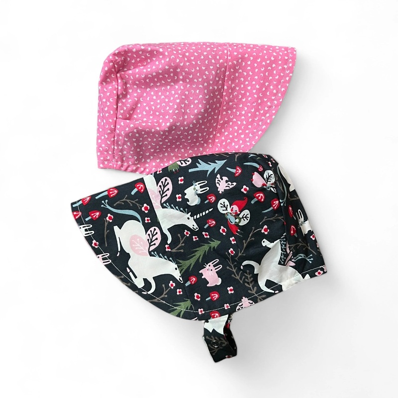 Organic Reversible EcoBonnet Sun Hat – Unicorns XXS 0-3 months
