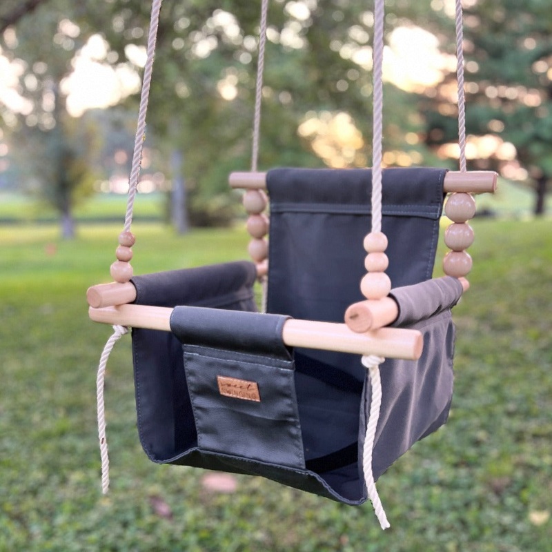 Premium Outdoor High Back Baby/Child Swing – Slate 0 Braided White 8′