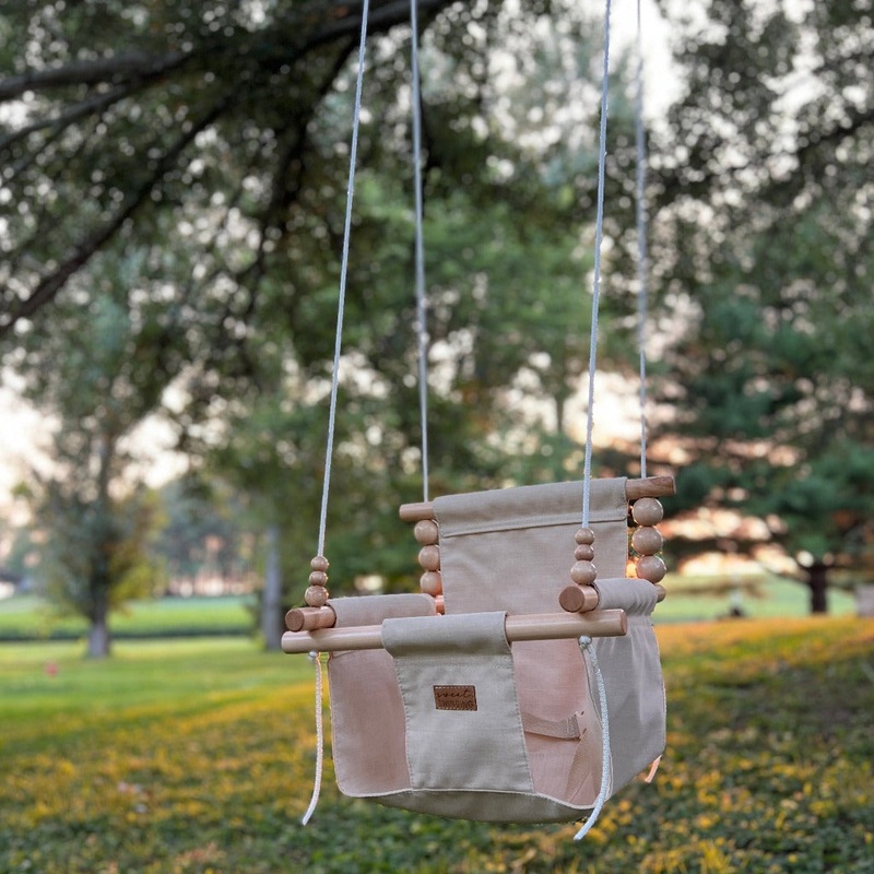 Premium Outdoor High Back Baby/Child Swing – Wheat 0 Braided White 8′