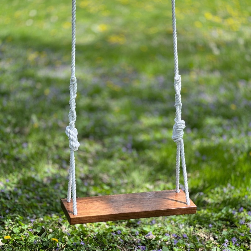 Sweet Swinging Bench Swing – Walnut 18″ Wide Natural Brown 10 feet