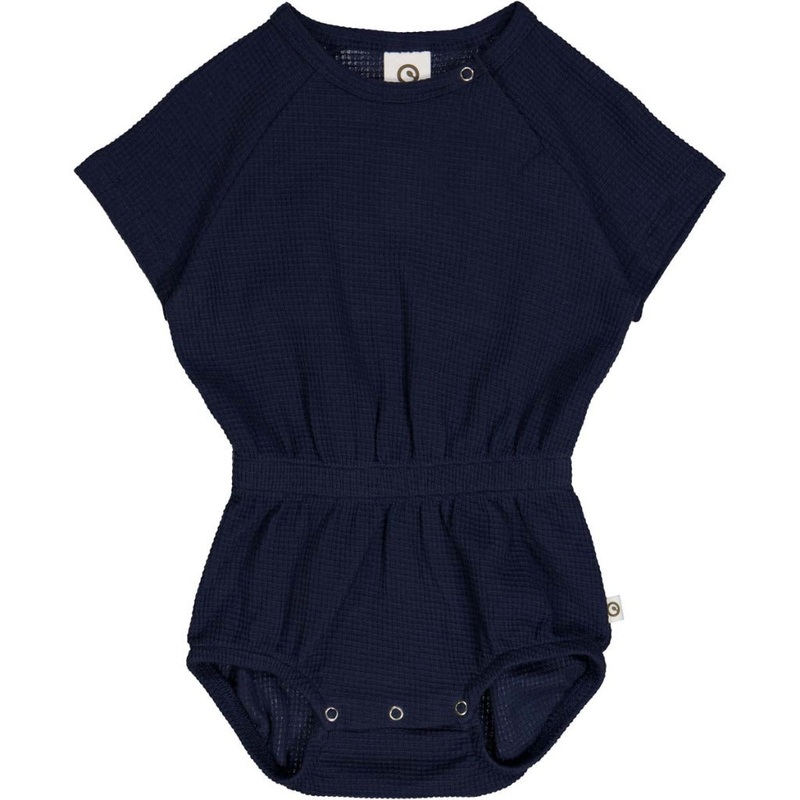 Waffle Raglan Short-Sleeve Bodysuit – Night Blue 0-3 months