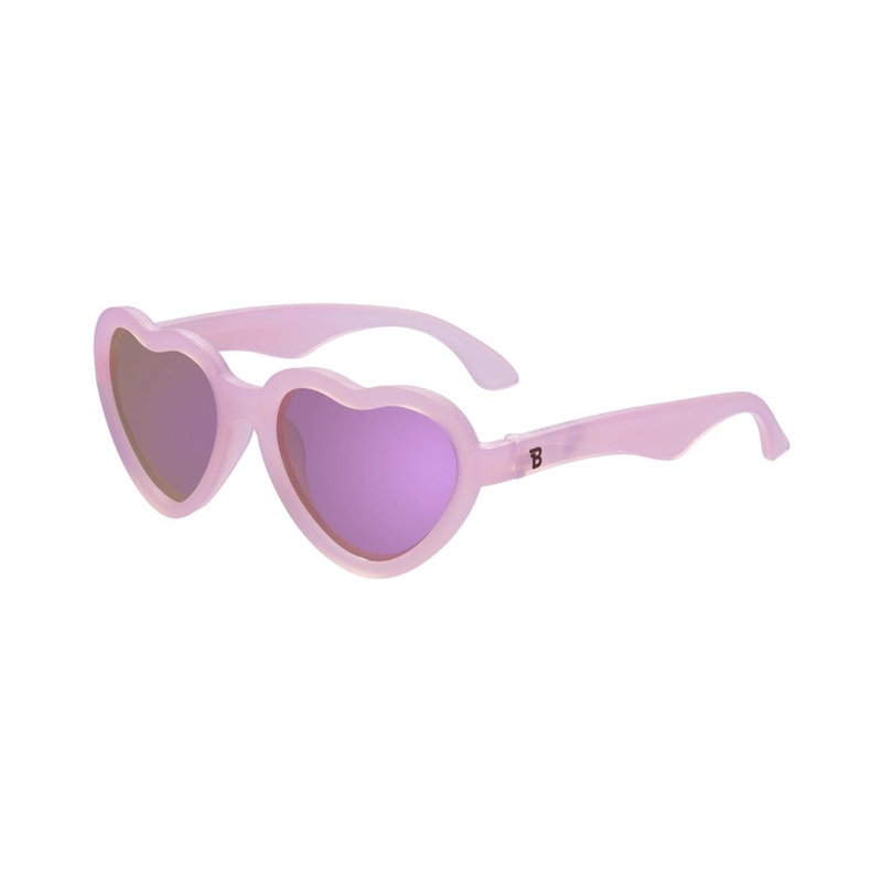 Baby and Kids Heart Polarized Sunglasses – Frosted Pink/Mirrored Lens 0-2 years