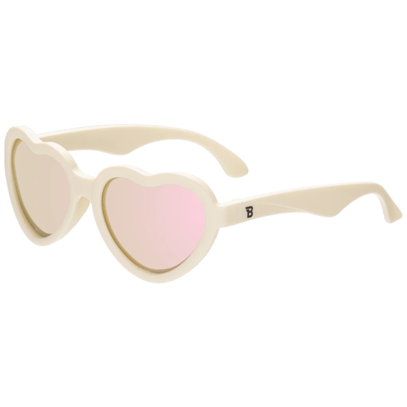 Baby and Kids Heart Polarized Sunglasses – Sweet Cream/Mirrored Lens 0-2 years