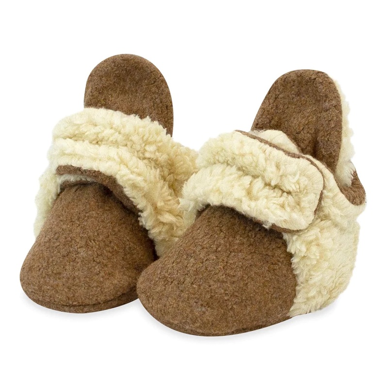 Cozie Furry Baby Booties – Heather Mocha 0-3 months