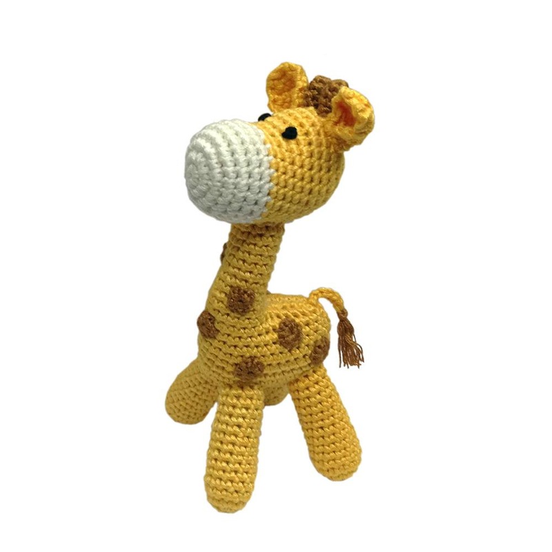 Handmade Bamboo Crochet Teething Rattle – Giraffe