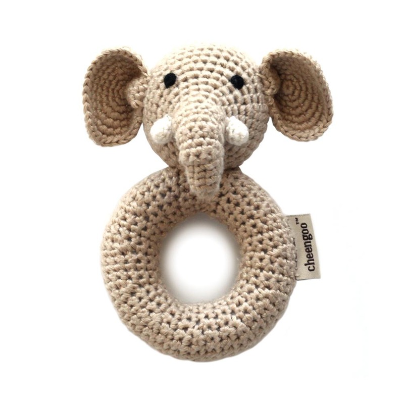 Handmade Crochet Teething Ring Rattle – Elephant
