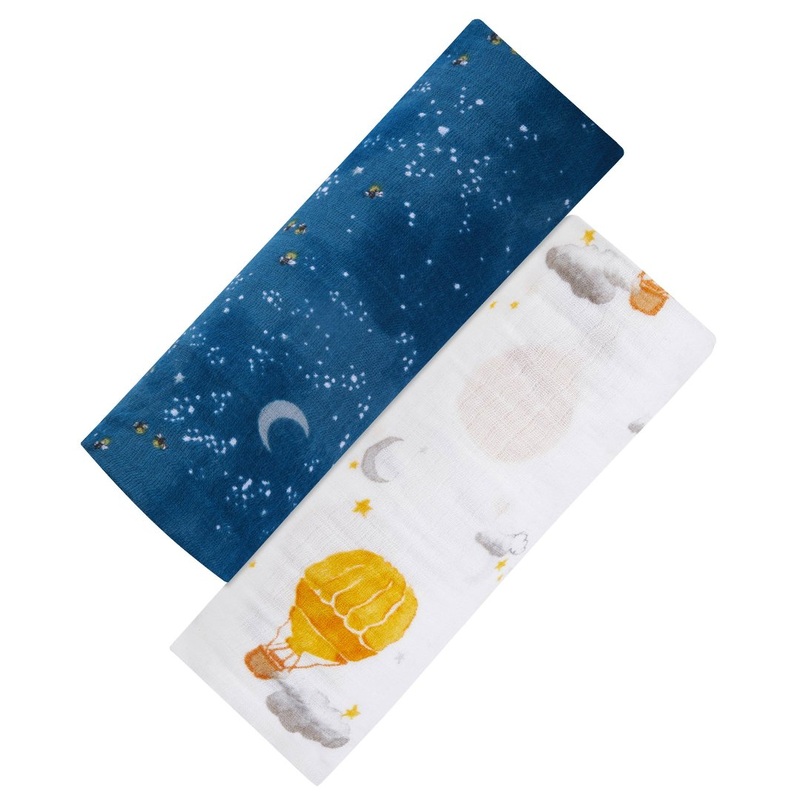 Organic Cotton Muslin Swaddle 2-Pack – Fly Me to the Moon