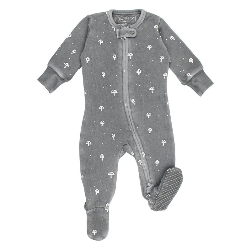 Organic Cozy 2-Way Zipper Footie – Mushrooms Preemie/Newborn