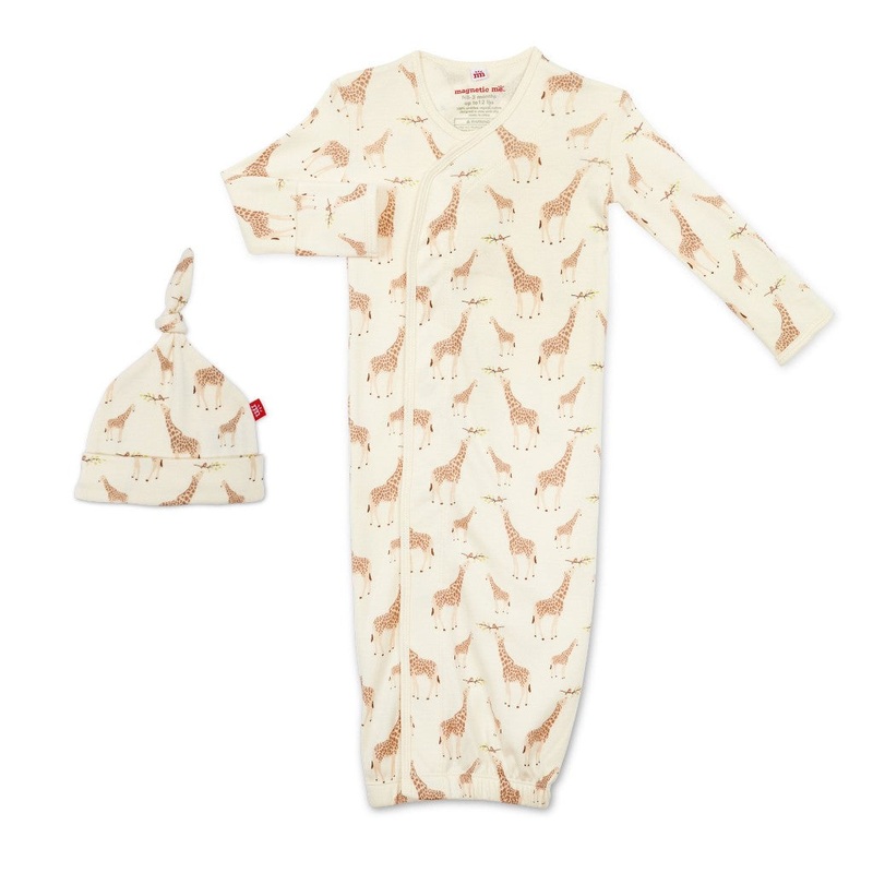 Organic Magnetic Gown & Hat Set – Jolie Giraffe Newborn/0-3 months