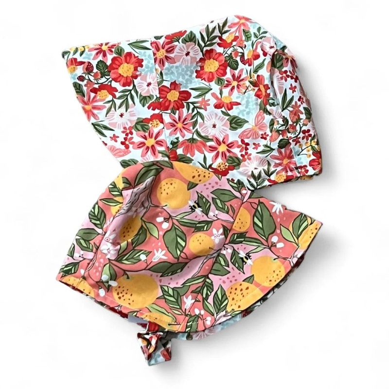 Organic Reversible EcoBonnet Sun Hat – Strawberry Lemonade XXS (0-3 months)