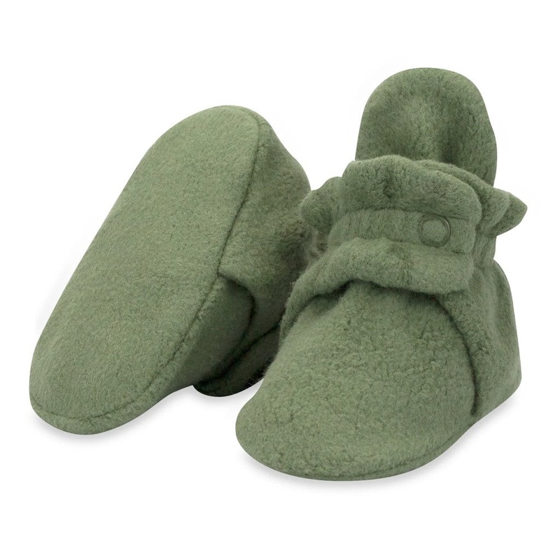 Cozie Fleece Baby Booties – Olive 0-3 months