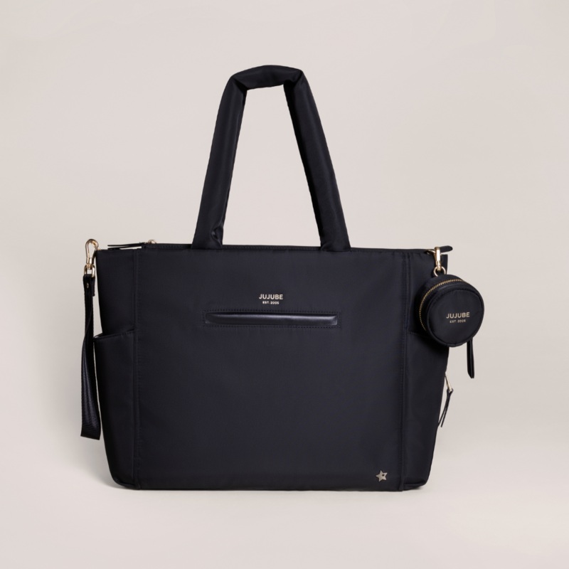 Utility-Strap Tote Diaper Bag – Black