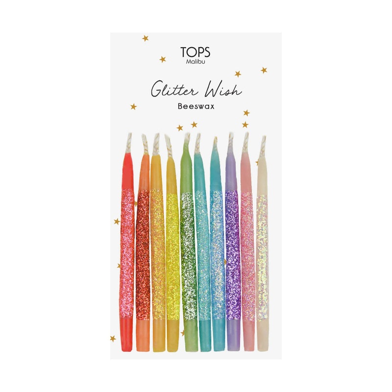 Glitter Wish 3″ Beeswax Candles – Rainbow – Set of 10