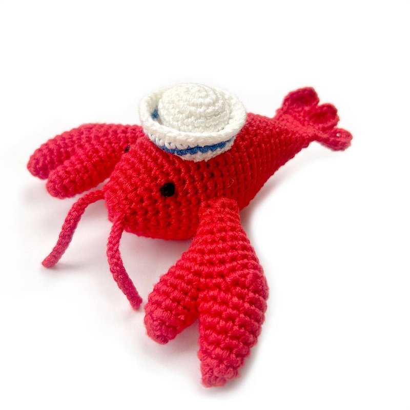 Handmade Bamboo Crochet Teething Rattle – Lobster