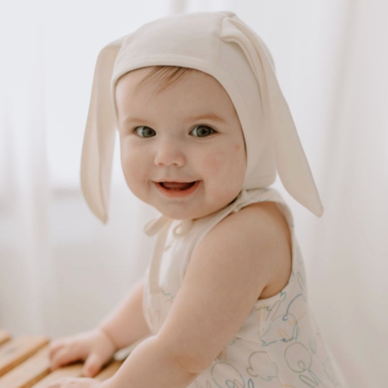 Organic Baby Bonnet with Bunny Ears 0-3 months